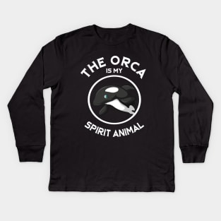 The Orca Is My Spirit Animal Orca Family Vintage Retro Killer Whale Family Kids Long Sleeve T-Shirt